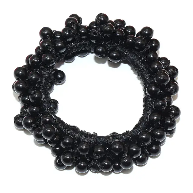 Handmade Crochet Rubber Band Hair Tie Pearl J Black - Shop at LoveMi
