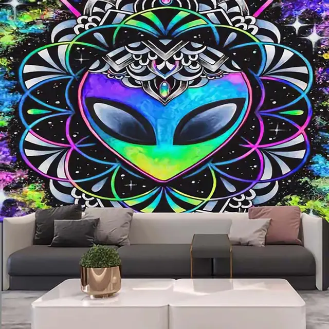 Alien Digital Printing Decorative Tapestry Background Cloth Hanging Black - Shop at LoveMi