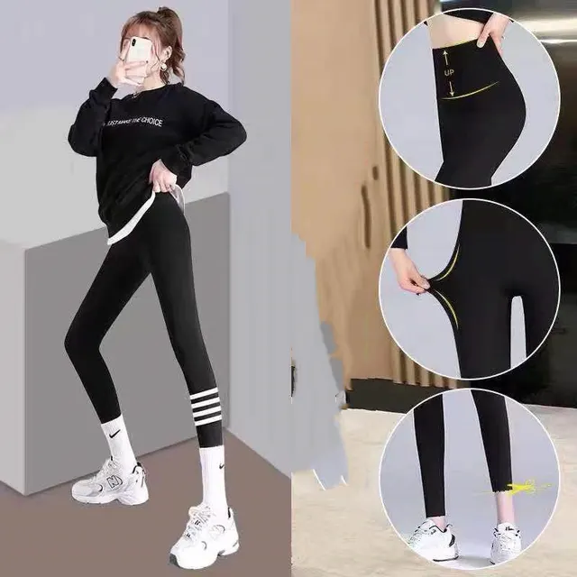 Shark Pants Women Wear Thin Leggings Spring Autumn And Summer Black Stripes - Shop at LoveMi