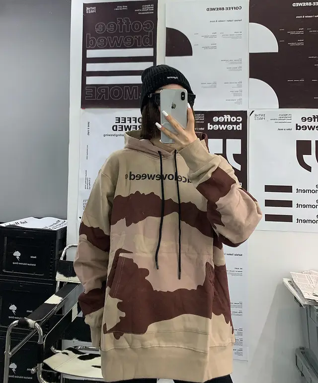 Loose Personality Coffee Hooded European And American Long sleeved Sweater Brown - Shop at LoveMi