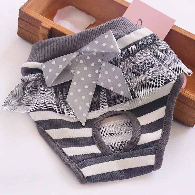 Female Dog Aunt Physiological Pants Panties Gray Stripes - Shop at LoveMi