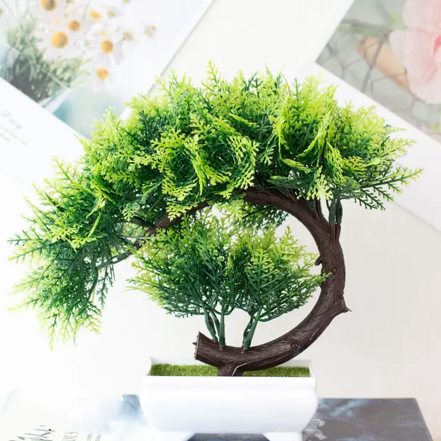 Simulation Welcoming Pine Potted Plant, Plastic Artificial Flower Ornaments Pine Tree - Shop at LoveMi