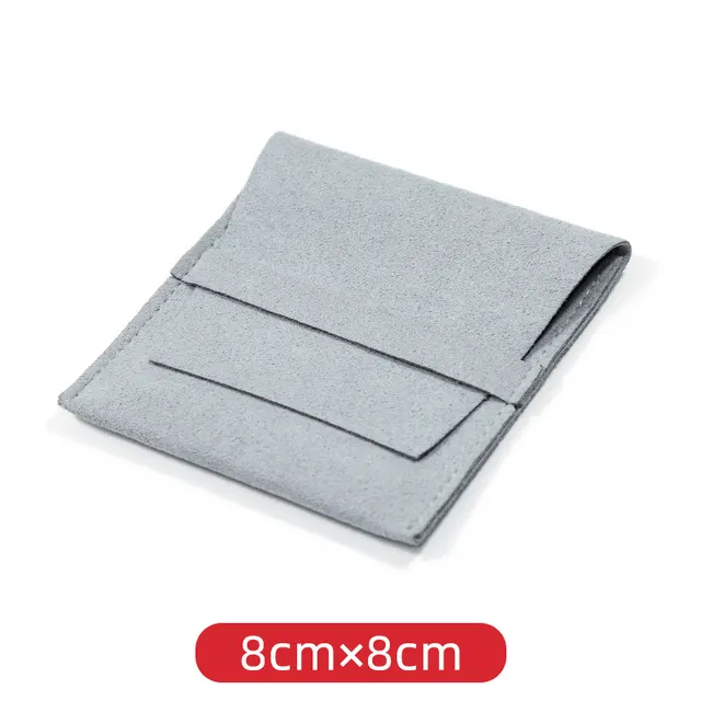 Microfiber Velvet Bag Concealed Buckle Jewelry Bag Ring Earring Envelope Bag Grey - Shop at LoveMi