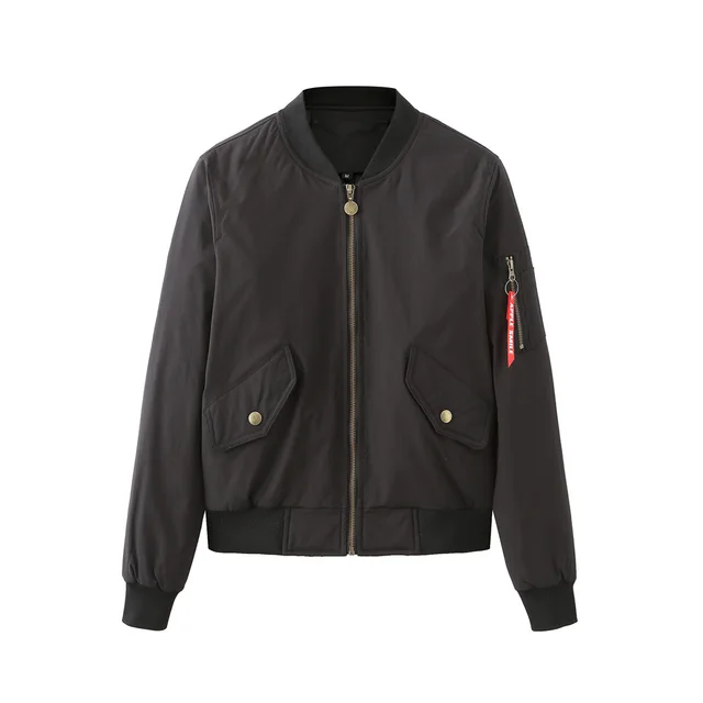 Women's Bomber Jacket Baseball Jacket Spring And Autumn Black - Shop at LoveMi