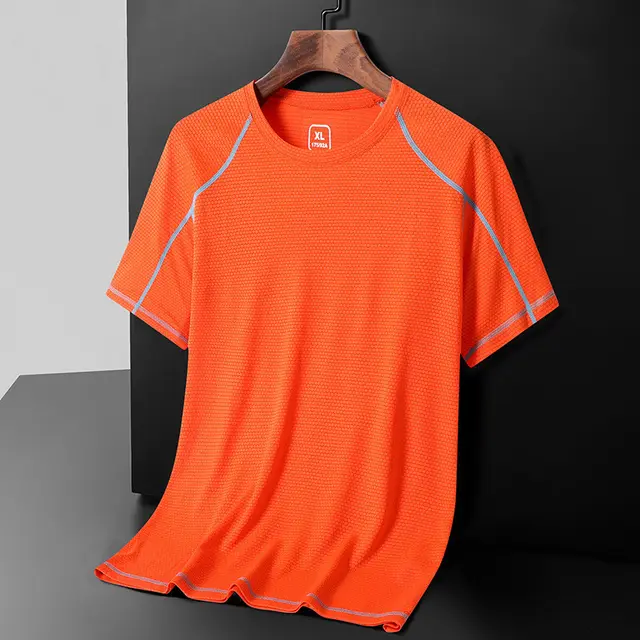 Silk Quick drying Shirt Round Neck Men's Gas T shirt Maleorange - Shop at LoveMi
