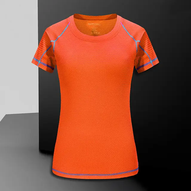 Round Neck Short sleeved Men's T shirt Couple Fitness Work Clothes T shirt Femaleorange - Shop at LoveMi