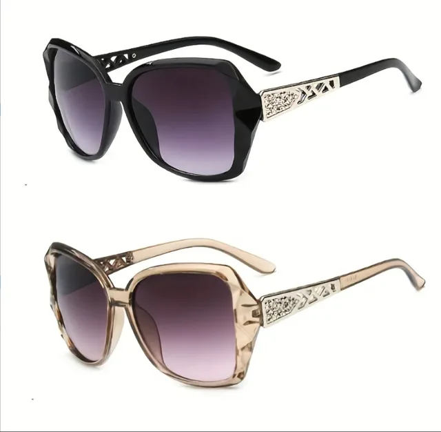 Women's Big Frame Sunglasses Women Retro Sunglasses Black Champagne Color - Shop at LoveMi