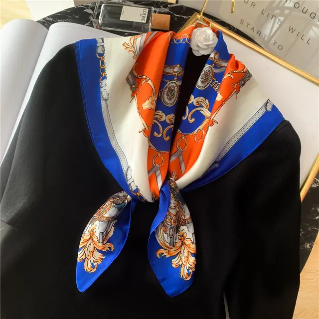 All match Tying Bag Headband Color Matching Silk Scarf Blue - Shop at LoveMi