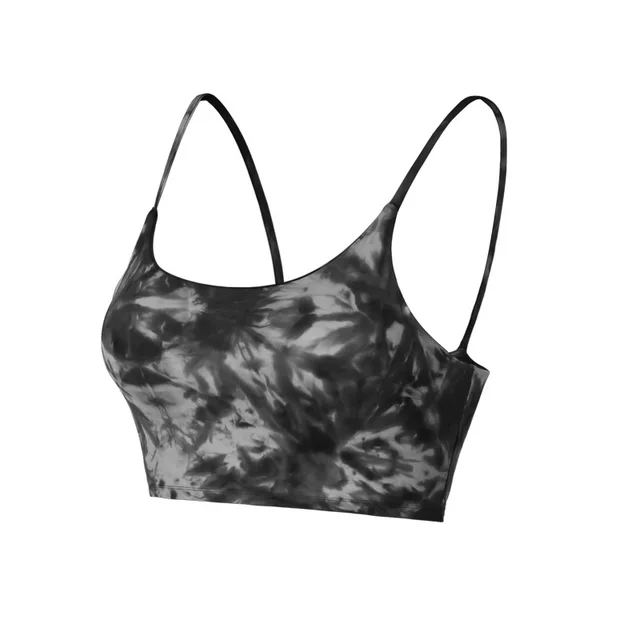 Women's Tie dye Beauty Back Fitness Bra Sports Underwear Black Top - Shop at LoveMi