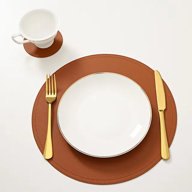 Leather Placemat, Placemat, Waterproof And Oil Proof Table Mat Orange - Shop at LoveMi