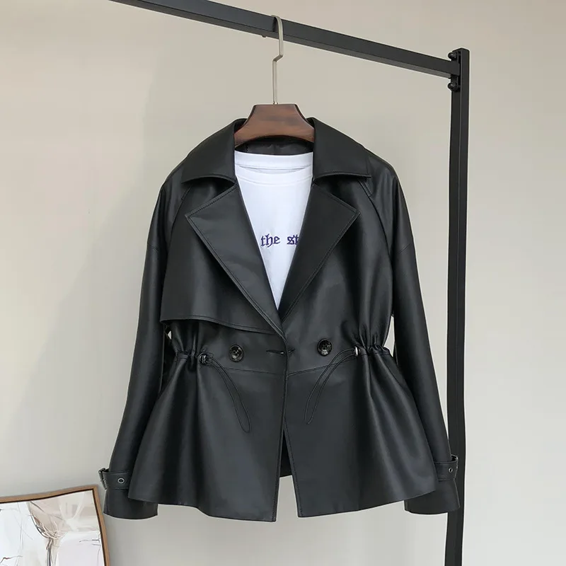 Suit Collar Motorcycle Leather Jacket Black - Shop at LoveMi
