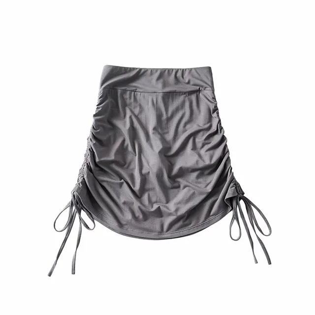 Hot Girl High Waist Short Skirt Women's Pleated Side Drawstring Tight fitting Hip Skirt Grey - Shop at LoveMi
