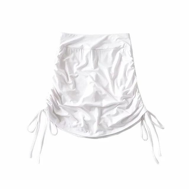 Hot Girl High Waist Short Skirt Women's Pleated Side Drawstring Tight fitting Hip Skirt White - Shop at LoveMi