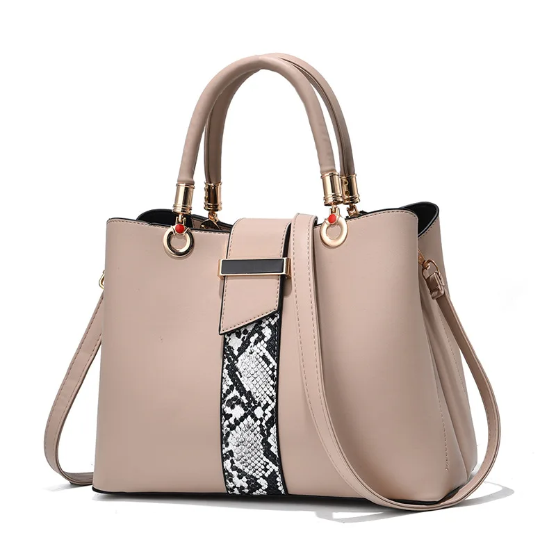 Fashion Snakeskin Pattern Bag Large Capacity Shoulder Bag Khaki - Shop at LoveMi