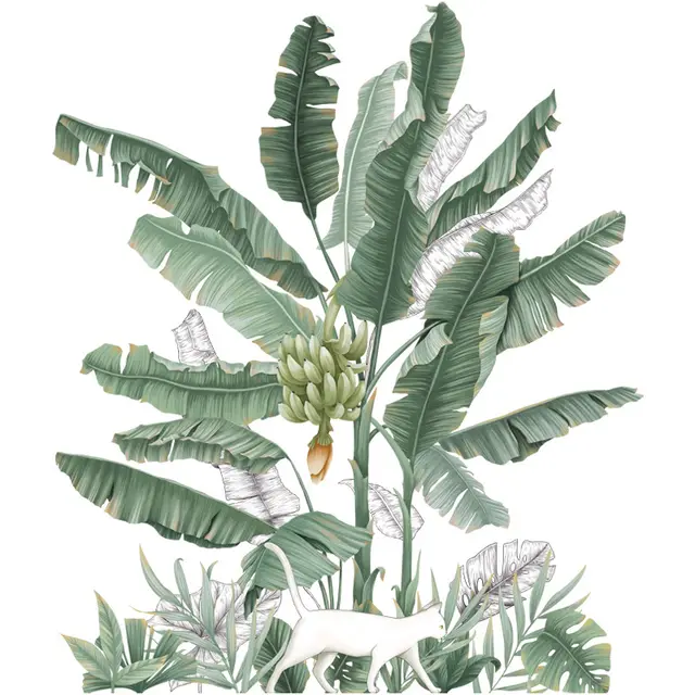 Banana Tree Bedroom Sofa Background Wall Decoration Pastoral Plant Wallpaper Skirting Wall Sticker - Shop at LoveMi