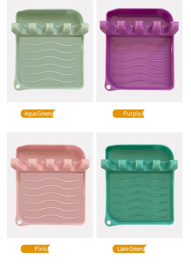 Kitchen Spatula And Put Spatula Mat Kitchen Storage Rack Plastic Pot Lid Rack Squareaquagreen - Shop at LoveMi