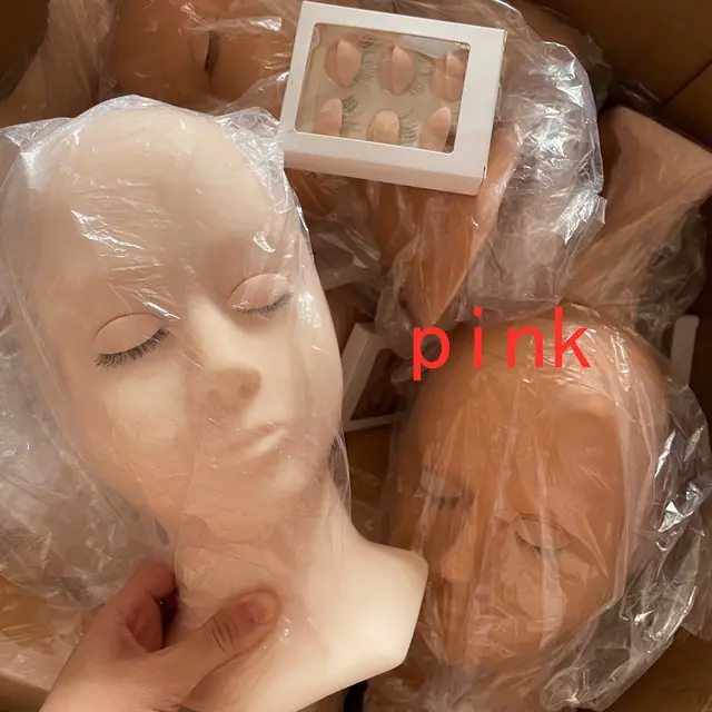New Style Eyelash Extension Practice Head Mold Pink - Shop at LoveMi