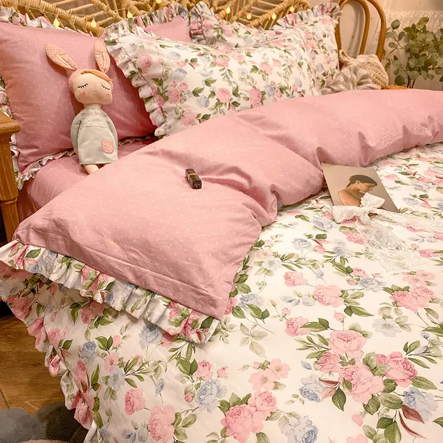 Four piece Cotton Bedding Summer Princess Style Sheets Elegant Lovers - Shop at LoveMi