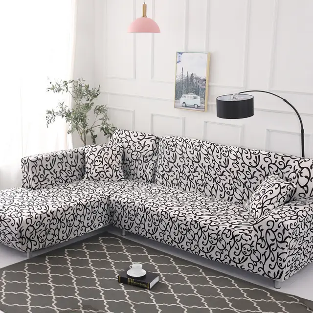 Modern Elastic Kaleidoscope Fabric Sofa Cover Black And White Matching - Shop at LoveMi