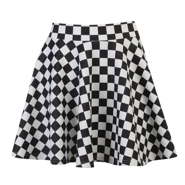 Dark Girl Color Contrast Plaid Stitching Skirt Sexy High Waist Skirt White - Shop at LoveMi