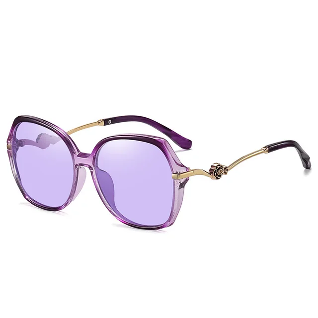 Polarized Sunglasses Big Frame Sunglasses Fashion Metal Glasses Mirror Purple - Shop at LoveMi