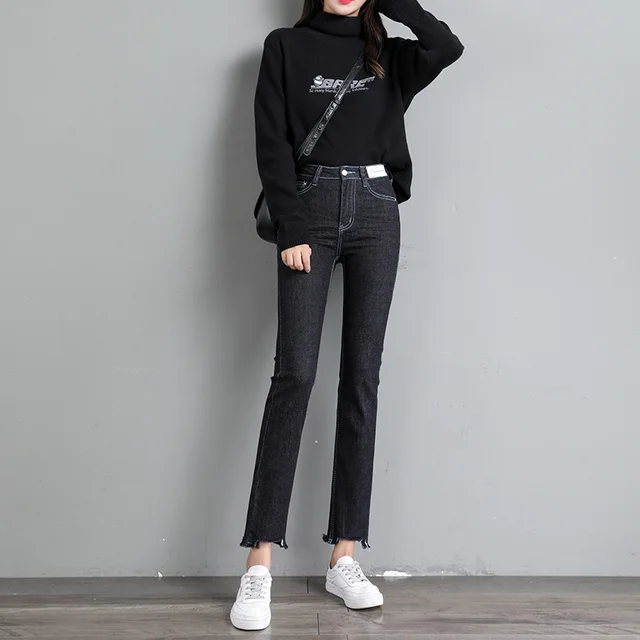 Women's Smoky Gray Straight leg Jeans Black - Shop at LoveMi
