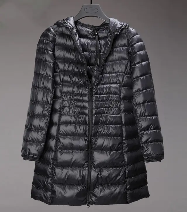 Lightweight Down Jacket Mid length, Autumn And Winter Hooded Plus Fat Plus Size Black - Shop at LoveMi