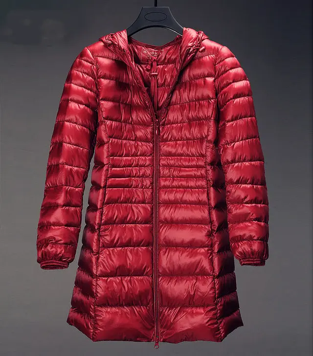 Lightweight Down Jacket Mid length, Autumn And Winter Hooded Plus Fat Plus Size Red - Shop at LoveMi