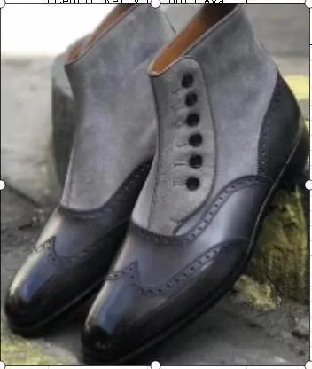 Men's Leather Boots Leather Shoes Grey - Shop at LoveMi