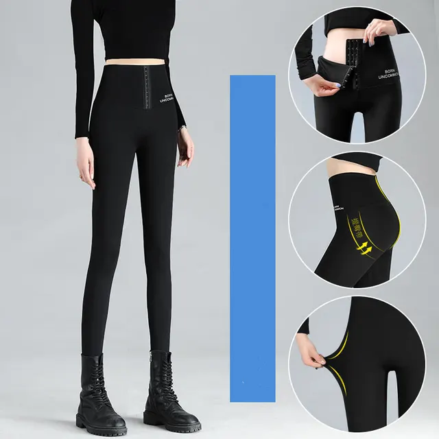 Wear High waisted Tight fitting Abdomen Hip lifting Stovepipe Yoga Spring And Autumn Thin Black Pants Letterbreasted Barbie Black - Shop at LoveMi