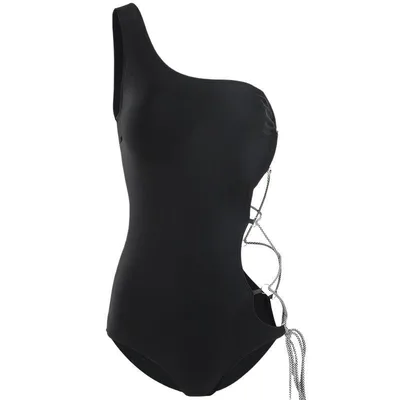 New Bikini Japanese And Korean Ins One shoulder Sexy Strappy Swimsuit Women Black - Shop at LoveMi