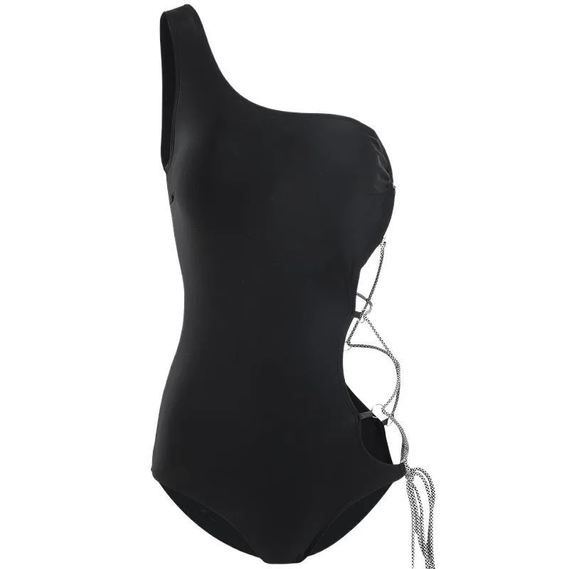 New Bikini Japanese And Korean Ins One shoulder Sexy Strappy Swimsuit Women Black - Shop at LoveMi