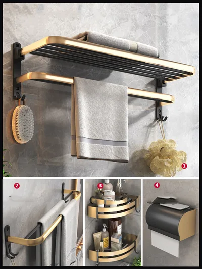 Space Aluminum Bathroom Shelf Wall Hanging Towel Rack H - Shop at LoveMi