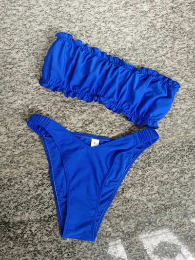 New Split Pleated Bikini Women Blue - Shop at LoveMi