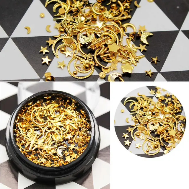 Japanese Alloy Hollow Star And Moon Nail Jewelry Diamond Box Sequins Stars And Moona - Shop at LoveMi