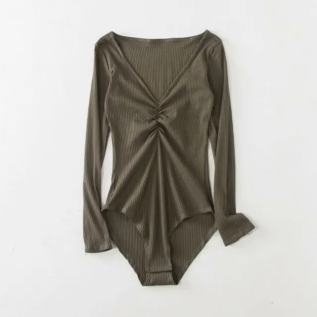 Tightfitting Slim Long sleeved Onepiece Bottoming Shirt Army Green - Shop at LoveMi