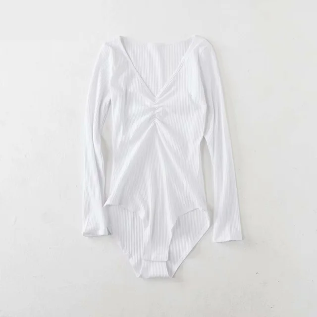 Tightfitting Slim Long sleeved Onepiece Bottoming Shirt White - Shop at LoveMi