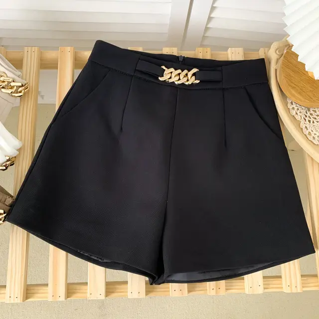 Women's Niche Design Sense Cross High Waist A line Wide Leg Pants Black - Shop at LoveMi