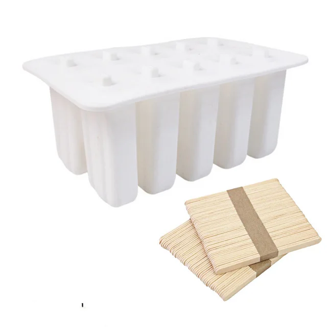 10 Consecutive Ice Cream Ice Cream Molds Silicone Ice Tray Creative Popsicle Sharpener Kitchen Tool White - Shop at LoveMi