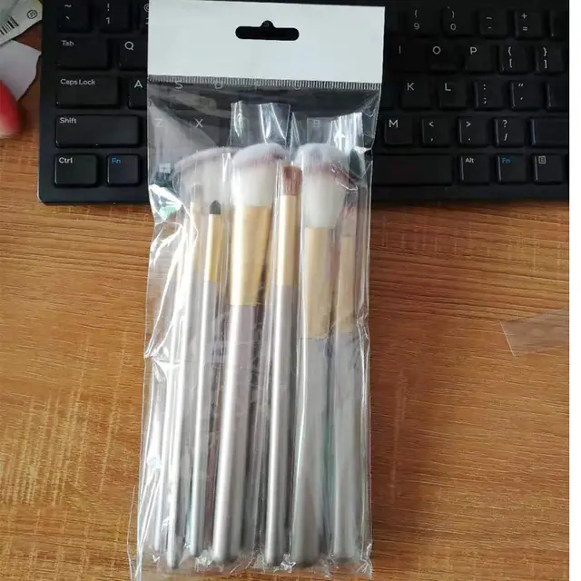 12 Creamy White Makeup Brush Set Fanshaped 24 Champagne Cosmetics Synthetic Hair 12Beige Brushes Without Bag - Shop at LoveMi