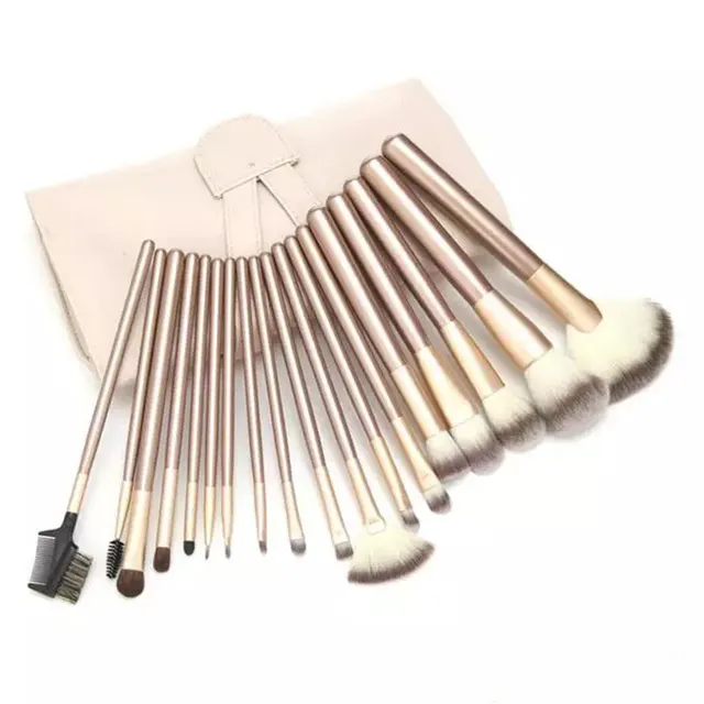 12 Creamy White Makeup Brush Set Fanshaped 24 Champagne Cosmetics Synthetic Hair 18Extra Packs - Shop at LoveMi