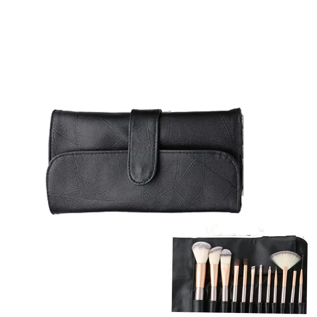 12 Creamy White Makeup Brush Set Fanshaped 24 Champagne Cosmetics Synthetic Hair Black Empty Roll Pack - Shop at LoveMi