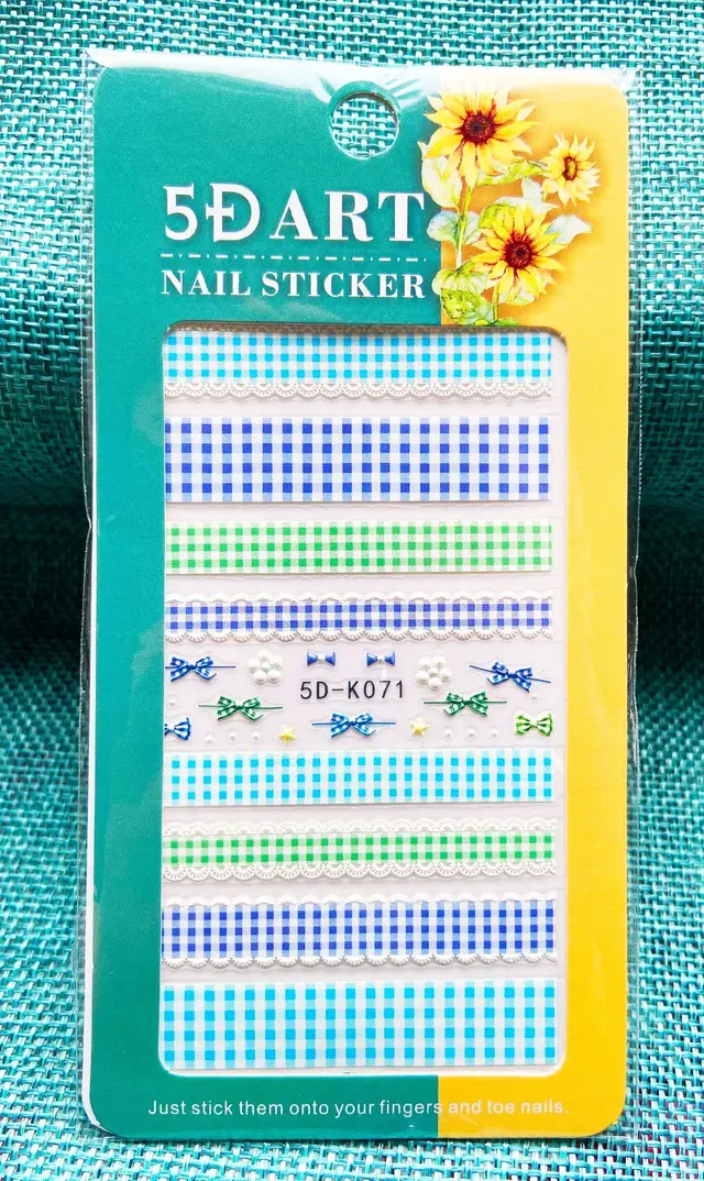 Embossed Nail Sticker Plaid Nail Sticker Three dimensional Bow Nail Sticker Summer Nail Sticker 5Dk071 - Shop at LoveMi