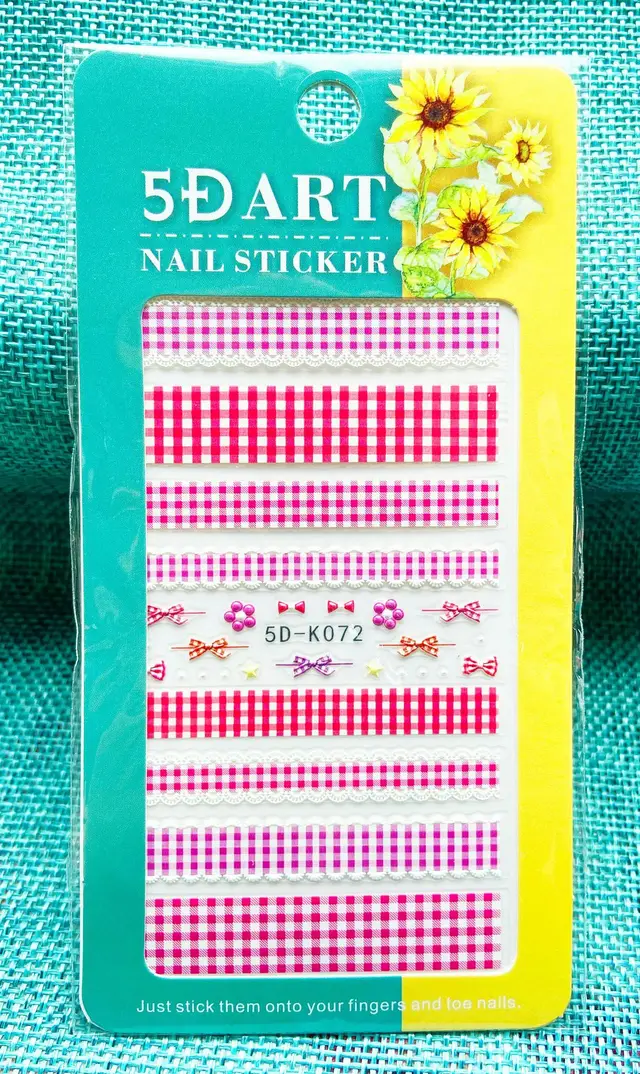 Embossed Nail Sticker Plaid Nail Sticker Three dimensional Bow Nail Sticker Summer Nail Sticker 5Dk072 - Shop at LoveMi
