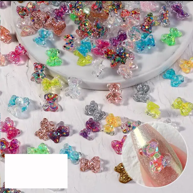 Symphony Candy Bear Jewelry Nail Decoration Rhinestone Sequined Bear - Shop at LoveMi