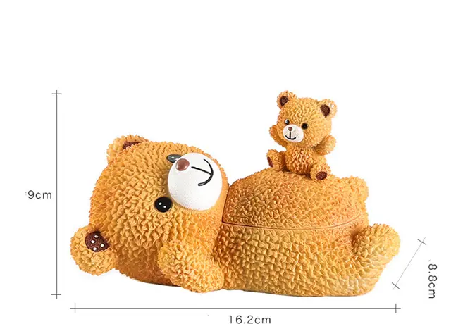 Ashtray Personality Trend Desk Home Living Room Creative Anti fly Ash Decorative Ornaments With Cover Naughty Bear Light Brown - Shop at LoveMi