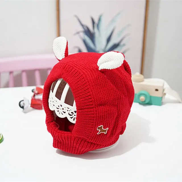 Fashion Simple Knitted Rabbit Ear Pet Hat Red - Shop at LoveMi