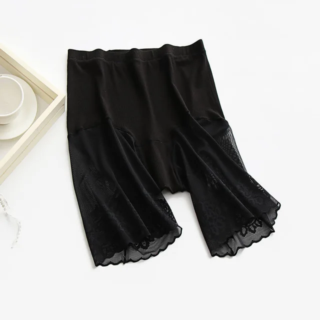 Pants Women's Anti Glare Cotton Lace High Waist Legging Shorts Fat Free Underwear Summer Black - Shop at LoveMi