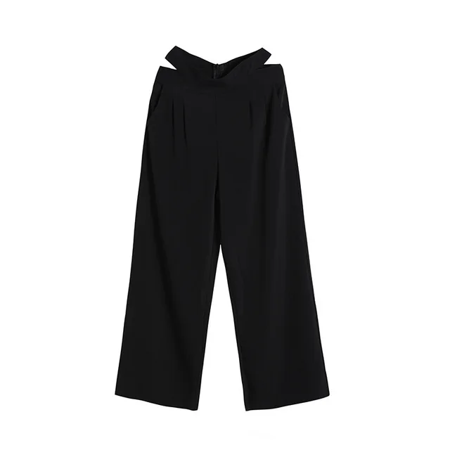 Wide Leg Pants Women Summer Thin Section High Waist Hollow Black - Shop at LoveMi