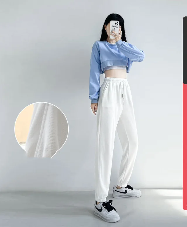 Spring And Autumn High Waist Drape And Thin Straight Wide leg Pants White - Shop at LoveMi